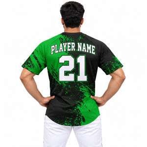 Camiseta de Béisbol Personalizada con Botones y Manga Corta, Impresión por Transferencia de Calor, 100% Poliéster, Absorbe la Humedad, Deportiva - Product Image 4