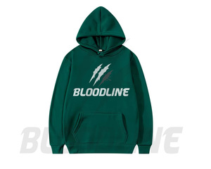 Sweat à capuche Bloodline pour homme, pull décontracté en polaire, vert, avec logo imprimé sur le devant, coupe classique, pour l'automne - Product Image 1