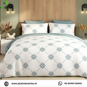 Super King Size 120x120* Pure Cotton | <b>Set</b> White Gold Printed <b>Bedding</b> <b>Set</b> with 2 Pillow Covers Soft Breathable Quality Bedsheet - Product Image 2