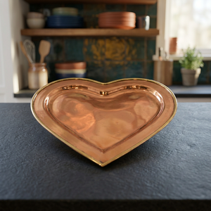 Plateau de service en cuivre fait main de haute qualité, forme cœur, taille et design personnalisés, cuivre pur et assiettes décoratives. - Product Image 4