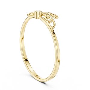 Anillo de oro macizo de 14k para mujer con diamante de corte redondo minimalista de diseño de mariposa, ideal para regalo, compromiso, aniversario, boda. - Product Image 2