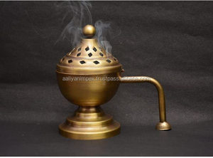 Purificador de latón para el hogar, quemador Dhuna Loban, Dhooni Dhoop Dani Dhuni Bakhoor, soporte de mesa de latón, quemador de incienso Dhoop Dani para Loban - Product Image 3
