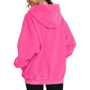 Comprar Sudadera con Capucha Rosa 100% Algodón para Mujer, Diseño Personalizado, Hombros Caídos, Tejido Grueso, Lavado Ácido, Parte Delantera Personalizable - Product Image 2