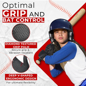 Baseball Batting <b>Gloves</b> for Adult Youth, <b>Grip</b> Breathable Softball Batting <b>Gloves</b> Fit Men Kids Boys Girls - Product Image 3