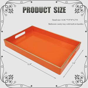 <b>Orange</b> Bathroom Vanity Tray with Handles for Dresser Tops, Countertop, <b>Perfume</b> Decorative Tray, - Product Image 3