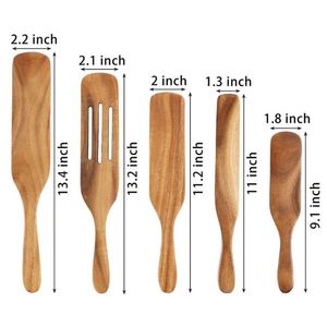 High Quality Natural Wooden Spurtle Set Acacia Wooden Spatula Spoons <b>Utensils</b> for Nonstick Cookware from Vietnam - Product Image 5
