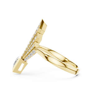 Bague de cocktail Art Déco en or massif 14K 18K avec diamant de laboratoire taille triangle DEF VVS 0.60 CTW, bague de fiançailles, vente en gros ODM - Product Image 5