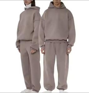 Unisex 600GSM 100% Cotton French Terry Loungewear Sets Custom Logo Baggy <b>Tracksuit</b> Oversize <b>Plain</b> Blank Sweatsuit Breathable - Product Image 5