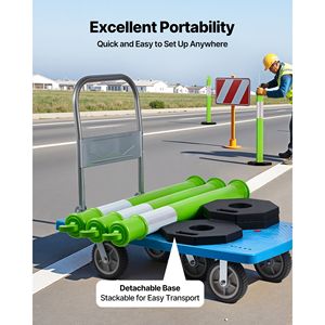 Set di 3 Coni Segnaletici Stradali in HDPE Resistenti da 48 Pollici con Strisce Riflettenti e Base Appesantita - Product Image 4