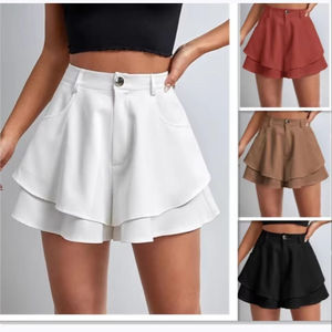 Shorts de Verano para Mujer, Estilo Nuevo, Cintura Alta, Doble Capa, Holgados, Casuales, de Color Sólido - Product Image 6