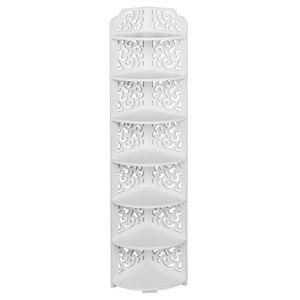 Scaffale Modulare a 7 Livelli a Quarto di Cerchio per Organizzazione e Esposizione, Spedizione Gratuita, Scaffali per Bagno in Composito Legno-Plastica - Product Image 3