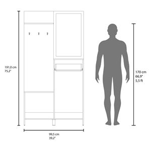 Gancho de pared de 2 puertas Olpe y perchero con 1 cajón, 1 estante, 1 Espejo, árbol de pasillo duradero - Product Image 4