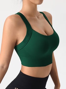 Women's Seamless <b>Cross</b> Back Sports Bra | Crisscross Strap Workout Crop <b>Top</b> | Nylon Spandex Padded Gym Fitness Activewear - Product Image 4