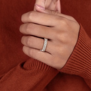 Marquise Lab Grown Diamond Band 14K Gold Double Row Leaf Wedding <b>Ring</b> Floral Vine <b>Stacking</b> Diamond Band Anniversary Gift For Her - Product Image 3