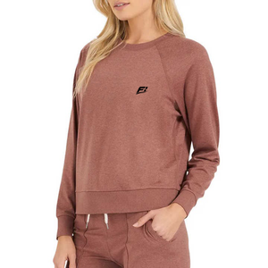 Sweat-shirt à col rond pour femme, pull à manches longues, sweat-shirt décontracté uni, logo personnalisé, OEM ODM, vêtements en gros - Product Image 3
