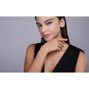 Luxurious Platinum Plated S925 Silver Flower Design Tennis <b>Bracelet</b> Set High Quality Moissanite Light Luxury Stylish Fashionable - Product Image 2