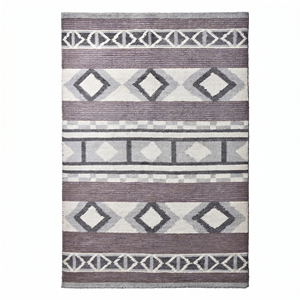 Tapis d'appoint personnalisé tufté à la main, écologique, antidérapant, à poils épais, gris ivoire, couleur unie, tissage plat, avec support en toile de coton pour hôtel - Product Image 1