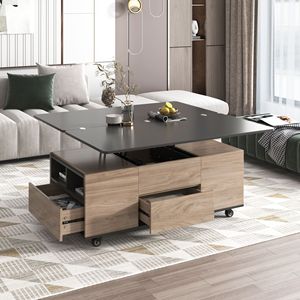 Tavolino da Caffè Moderno Multifunzionale con Piano Sollevabile, Cassetti e Ripiani, Arredamento Pratico ed Elegante - Product Image 3