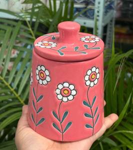 Luxury Ceramic <b>Storage</b> Jar Floral Bloom Design Airtight Lid Durable <b>Kitchen</b> Organizer Decorative Container - Product Image 3