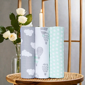 100% Organic Muslin Cotton Swaddle <b>Blankets</b> with Custom Printed Solid Color Single Layer GOTS Certified Muslin Gauze Swaddle - Product Image 3