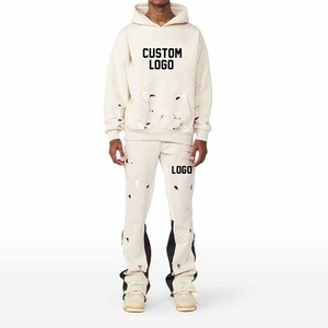 Custom Eco-Friendly Unisex Midweight Breathable Solid Hoodie Sweatpants Sets Flared Stacked <b>Tracksuit</b> Plus Size Printed Winter - Product Image 1