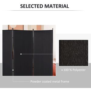 Divisorio per Stanza Tradizionale a 3 Pannelli da 6 Piedi, Schermo per Privacy Interno per Casa, Autoportante, Pieghevole, in MDF Traslucido e Ferro Nero - Product Image 5