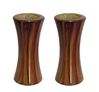 Vase de table rond en bois Art Déco fait main, brun poli, décoratif pour mariage et décoration intérieure