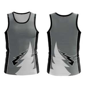 เสื้อกล้ามทรงสปอร์ตคอกลมพิมพ์ลายสีแดงดำขาวสำหรับผู้ชาย แห้งเร็ว ผลิตจากโพลีเอสเตอร์ ไม่มีแขน - Product Image 2