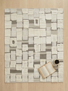 Alfombra de Lana Anudada a Mano, Alfombra Moderna con Textura de Patchwork, Alfombra de Diseño Neutral Hecha a Mano para Sala de Estar - Product Image 6