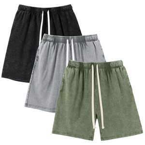 Shorts décontractés pour hommes, effet délavé, coupe classique, shorts vintage, mélange de coton doux, shorts en tricot d'été pour hommes - Product Image 5