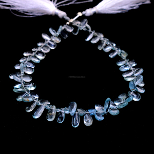 Venta al por mayor de alta calidad aguamarina azul 8 pulgadas suave forma de pera cuentas 7X4 9X5 MM hebra para la fabricación de joyas superior - Product Image 2