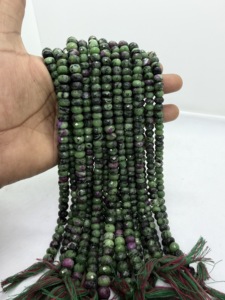 Perles Rondelles en Zoisite Rubis Naturel 8mm, Fil de 16 Pouces, Vert Rose, pour Fabrication de Bijoux, Fournisseur en Gros - Product Image 2