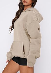 Sudadera con Capucha para Mujer, Informal, de Manga Larga, con Bolsillo Tipo Canguro, Hombros Caídos, Suéter Cómodo y a la Moda para Invierno - Product Image 2