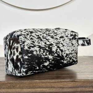 New Western Genuine Hair on Cowhide Leather Tassel Toiletry Bags Stylish Cosmetic Bags for Makeup <b>Storage</b> Travel Organizer Box - Product Image 4