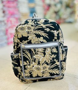 Floral Quilted Women <b>Backpack</b> Boho Travel Duffel Bag Rope Handle Casual Daypack - Product Image 3