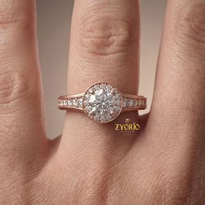 Bague de Fiançailles et de Mariage de Luxe en Argent 925 Plaqué Or Rose, Sertie d'un Zircon de Laboratoire Taille Halo 1.0CT Clarté VS2, Monture à Griffes, Idéale pour Cadeau ou Fête - Product Image 4