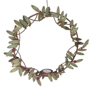 Handmade Modern Round Shape Wrought Iron <b>Metal</b> <b>Wreath</b> Hanger with Artificial Leaf Multiple Colors Home Holiday Christmas Decor - Product Image 4