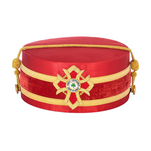 Custom KYCH Court of Honour Crown <b>Cap</b> Premium Red Velvet Ceremonial Headwear Red Velvet Gold Embroidered Regalia <b>Hat</b> - Product Image 2