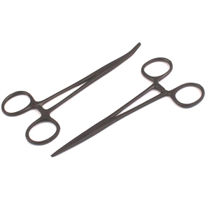 Pince de pêche en acier inoxydable noir, à mâchoires courbées ou droites, avec verrouillage, écarteur d'hameçons, équipement de pêche à la mouche - Product Image 1