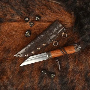Cuchillo de Camping Vikingo Artesanal Premium de Grado Industrial de 7.5 Pulgadas, Acero al Carbono, Mango de Madera, Punta Recta, OEM - Product Image 1