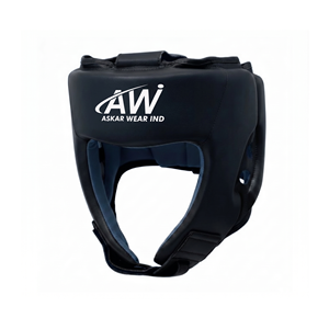 ASKAR WEAR IND <b>Boxing</b> <b>Headgear</b> Sparring PU Leather Lace-Up Adjustable Straps Blue Adult Training Gear - Product Image 2