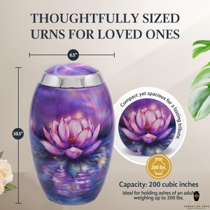 Lotus European & American Style Cremation <b>Urn</b> for Human Ashes <b>Large</b> Adult Decorative Eco-Friendly 220 Cubic Inch Capacity - Product Image 4