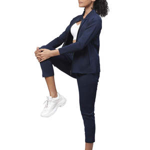 Ensemble veste zippée et pantalon slim pour femme, tenue décontractée deux pièces, tissu doux, tenue de rue quotidienne - Product Image 1