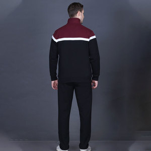 Survêtement unisexe noir avec bandes latérales blanches, fermeture éclair intégrale, taille élastique, col montant, design 2-en-1, séchage rapide, respirant, en polaire, coupe classique - Product Image 2