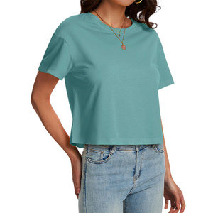 Popular Streetwear Women's Crop Top Skin Friendly Anti Wrinkle Trending Design Cotton Polyester <b>Material</b> Solid Color Pattern - Product Image 1