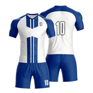 ชุดฟุตบอลชายแบบกำหนดเอง เสื้อและกางเกงขาสั้นผ้าโพลีเอสเตอร์ระบายอากาศได้ดี ชุดฝึกซ้อมทีมคุณภาพสูงแบบ OEM พร้อมโลโก้สั่งทำ - Product Image 1