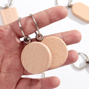 Llaveros DIY creativos y sencillos, dijes geométricos redondos y cuadrados de madera pintables, colgantes para mochilas infantiles, 10 unidades - Product Image 5