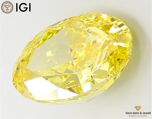 เพชรทรงรี สำหรับจี้แฟนซีสุดพิเศษ สีเหลืองแฟนซีสดใส ความสะอาดระดับ VS1 เพชรที่เพาะเลี้ยงในห้องปฏิบัติการด้วยเทคนิค CVD พร้อมใบรับรอง IGI น้ำหนัก 5.00 กะรัต - Product Image 3