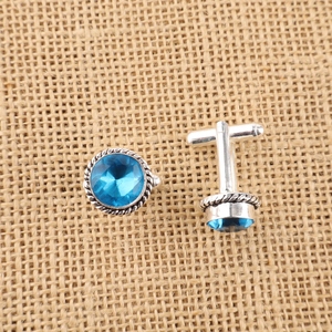 Niharika Gems Stylish Swiss Blue Topaz Gemstone In 925 Sterling <b>Silver</b> <b>Cuff</b> Links Set For Unisex Purposes <b>Cuff</b> Links - Product Image 3