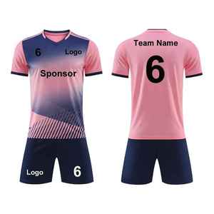 Ensemble de maillots de football pour hommes Modern Era Apparel, rose et bleu marine dégradé, col en V, manches courtes, polyester respirant, unisexe adulte - Product Image 1